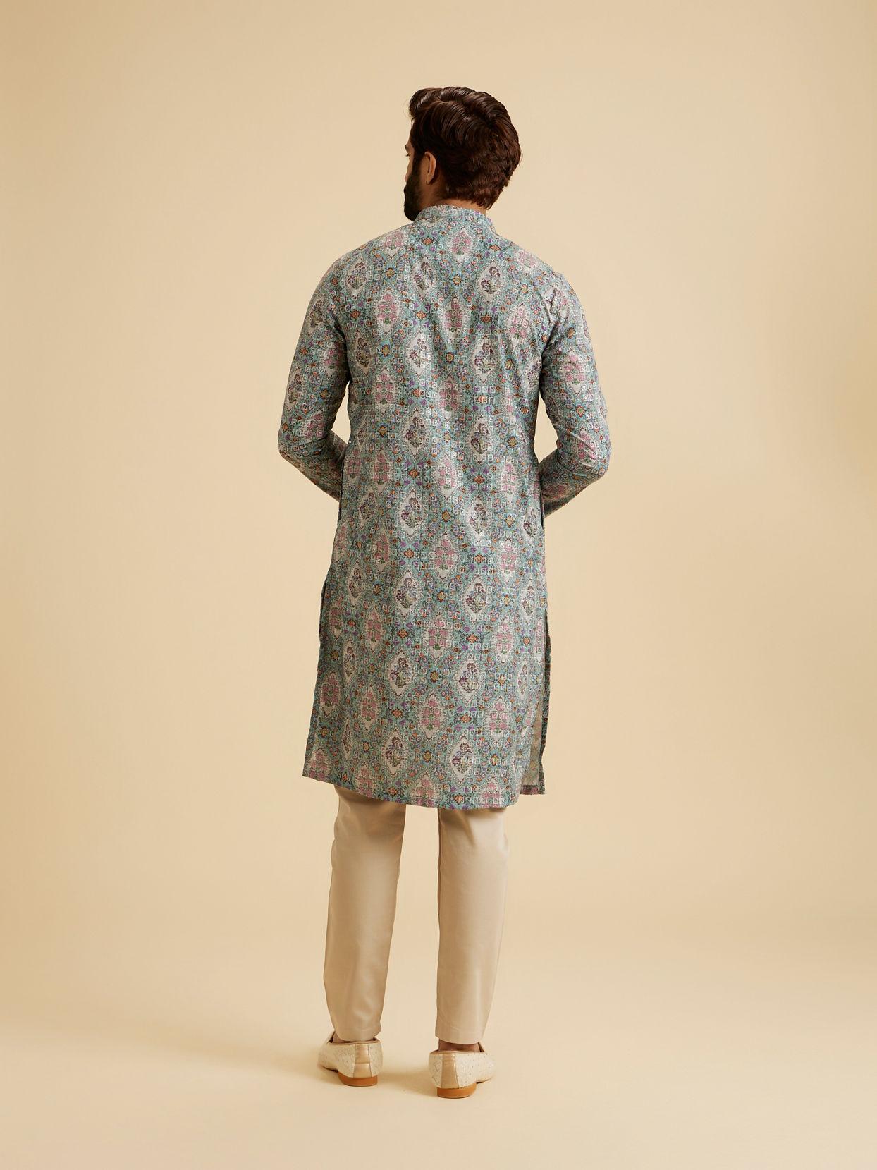 Manyavar Men Aqua Green Exquisite Kurta Pajama