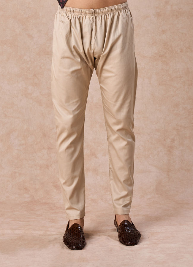 Manyavar Men Elegant Dark Brown Satin Kurta Pajama