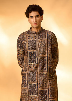 Manyavar Men Dark Blue Majesty Kurta Pajama