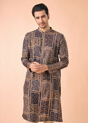 Manyavar Men Dark Blue Majesty Kurta Pajama