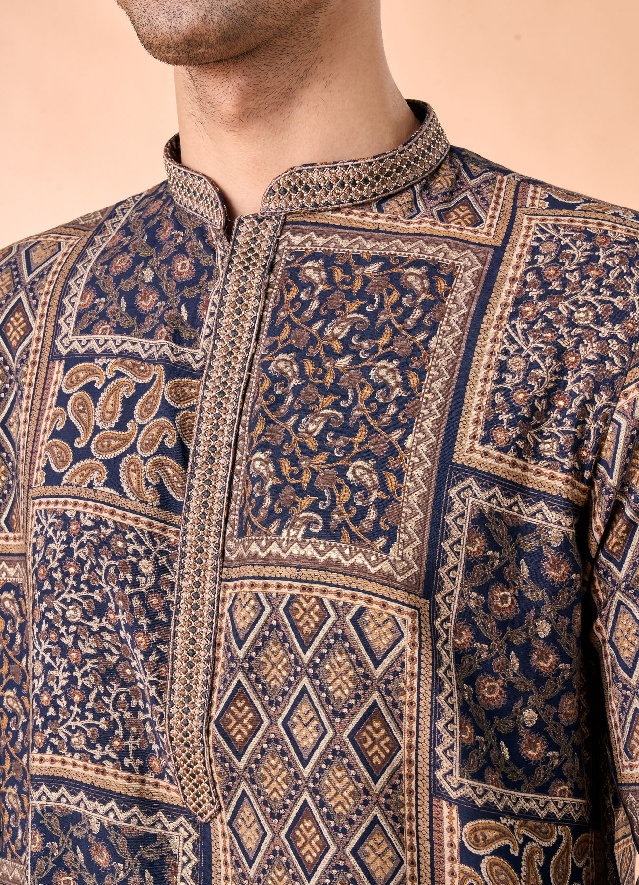 Manyavar Men Dark Blue Majesty Kurta Pajama