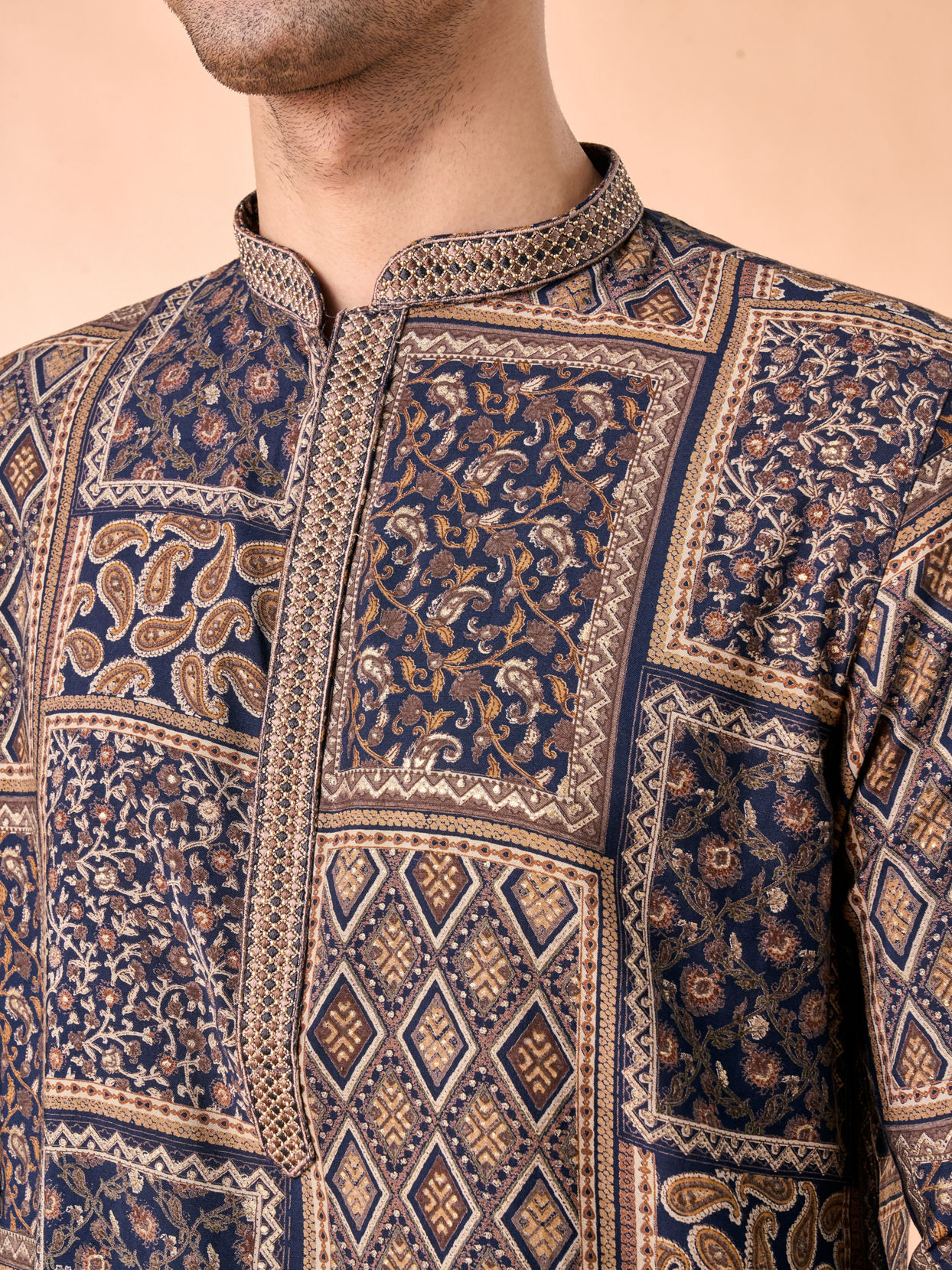 Manyavar Men Dark Blue Majesty Kurta Pajama