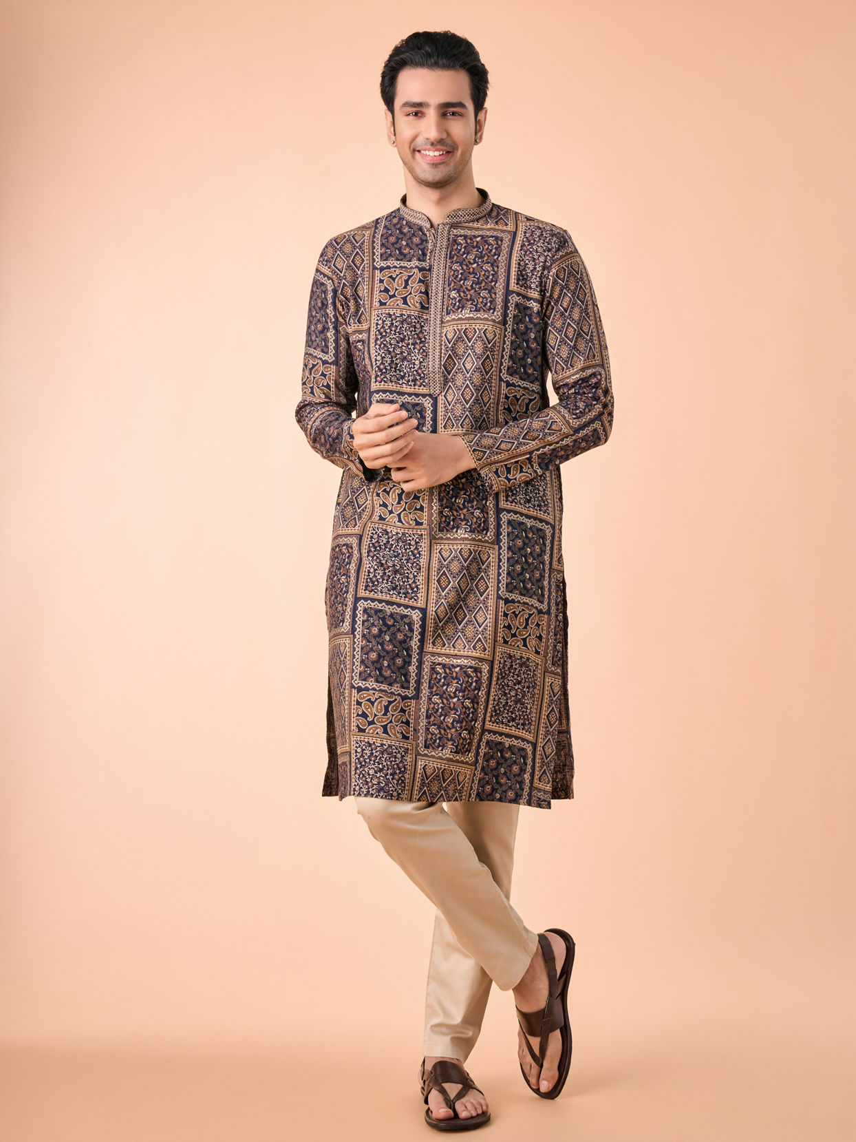 Manyavar Men Dark Blue Majesty Kurta Pajama