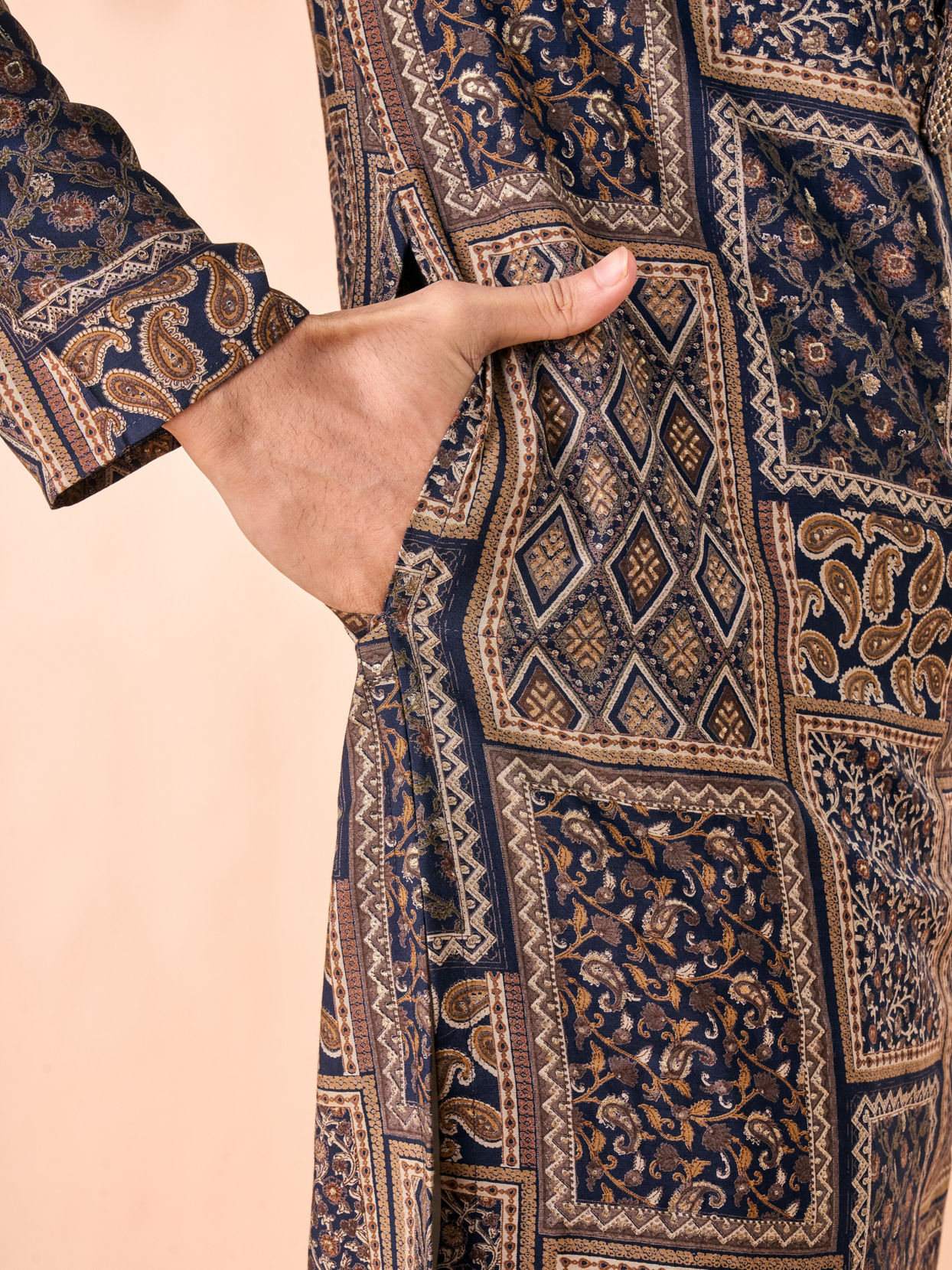 Manyavar Men Dark Blue Majesty Kurta Pajama