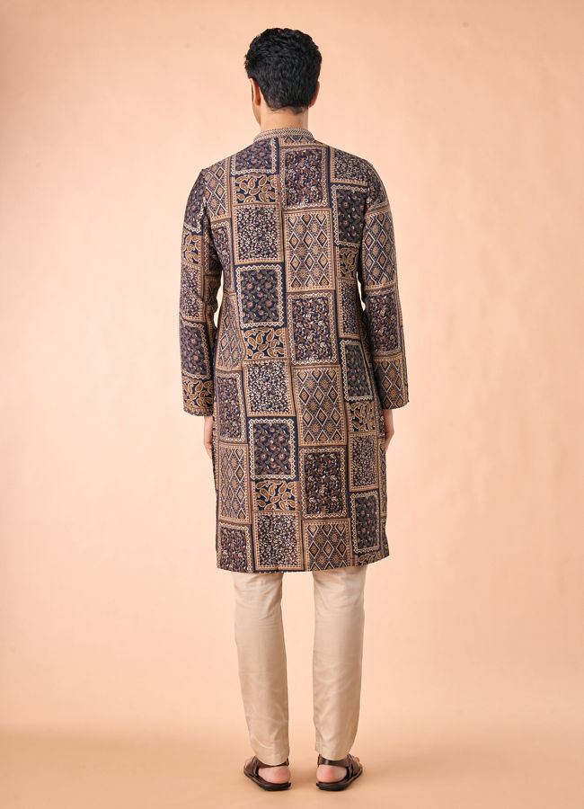 Manyavar Men Dark Blue Majesty Kurta Pajama