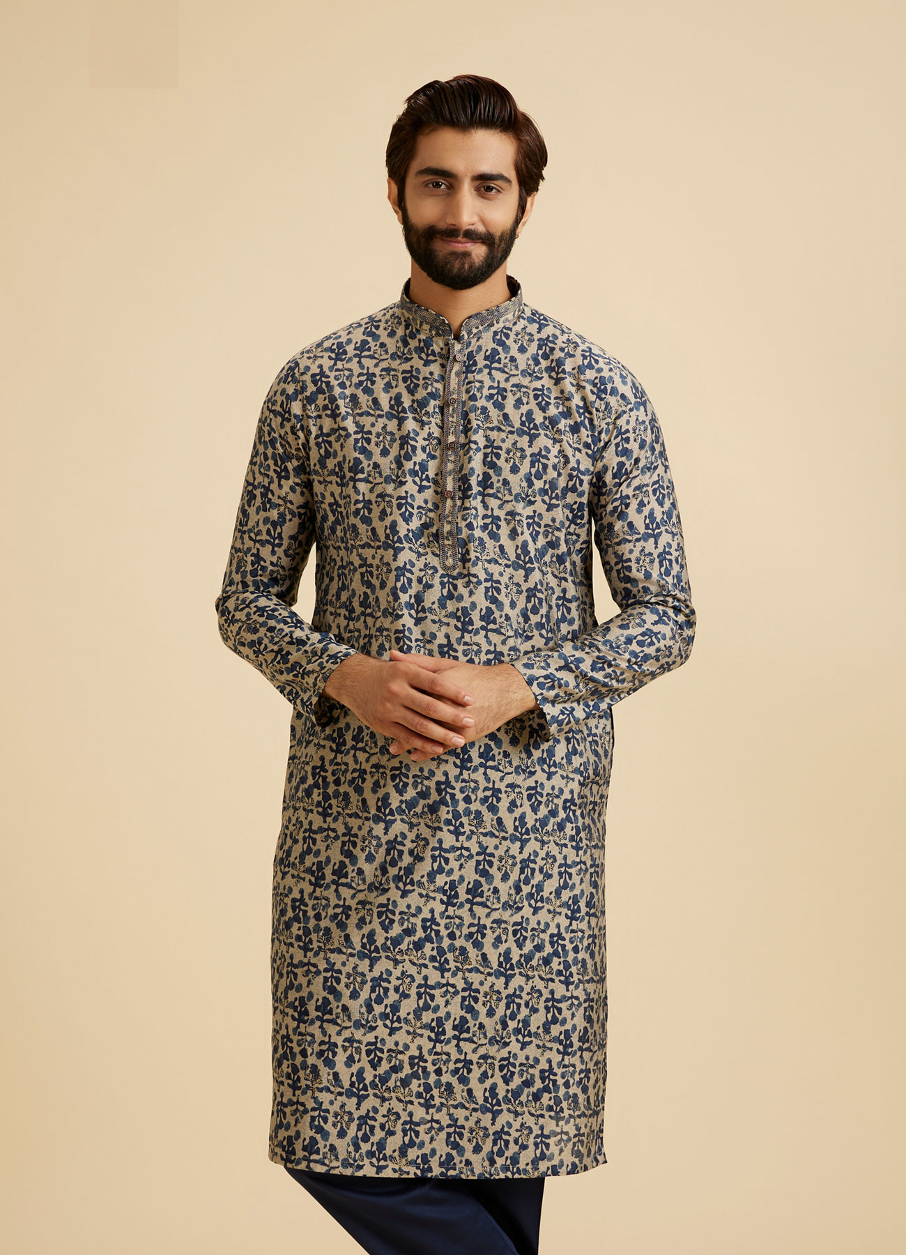 Manyavar Men Regal Blue Kurta Pajama Set