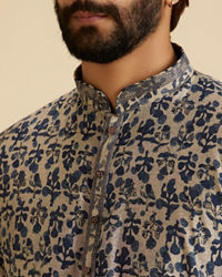 Manyavar Men Regal Blue Kurta Pajama Set