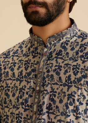 Manyavar Men Regal Blue Kurta Pajama Set