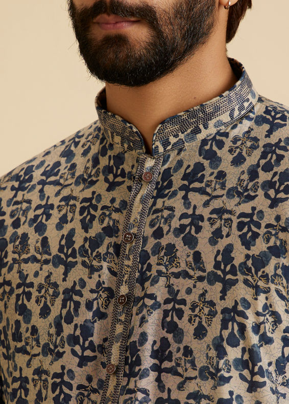 Manyavar Men Regal Blue Kurta Pajama Set