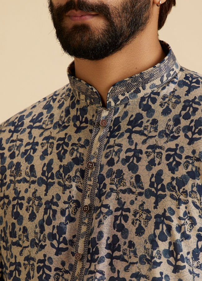 Manyavar Men Regal Blue Kurta Pajama Set