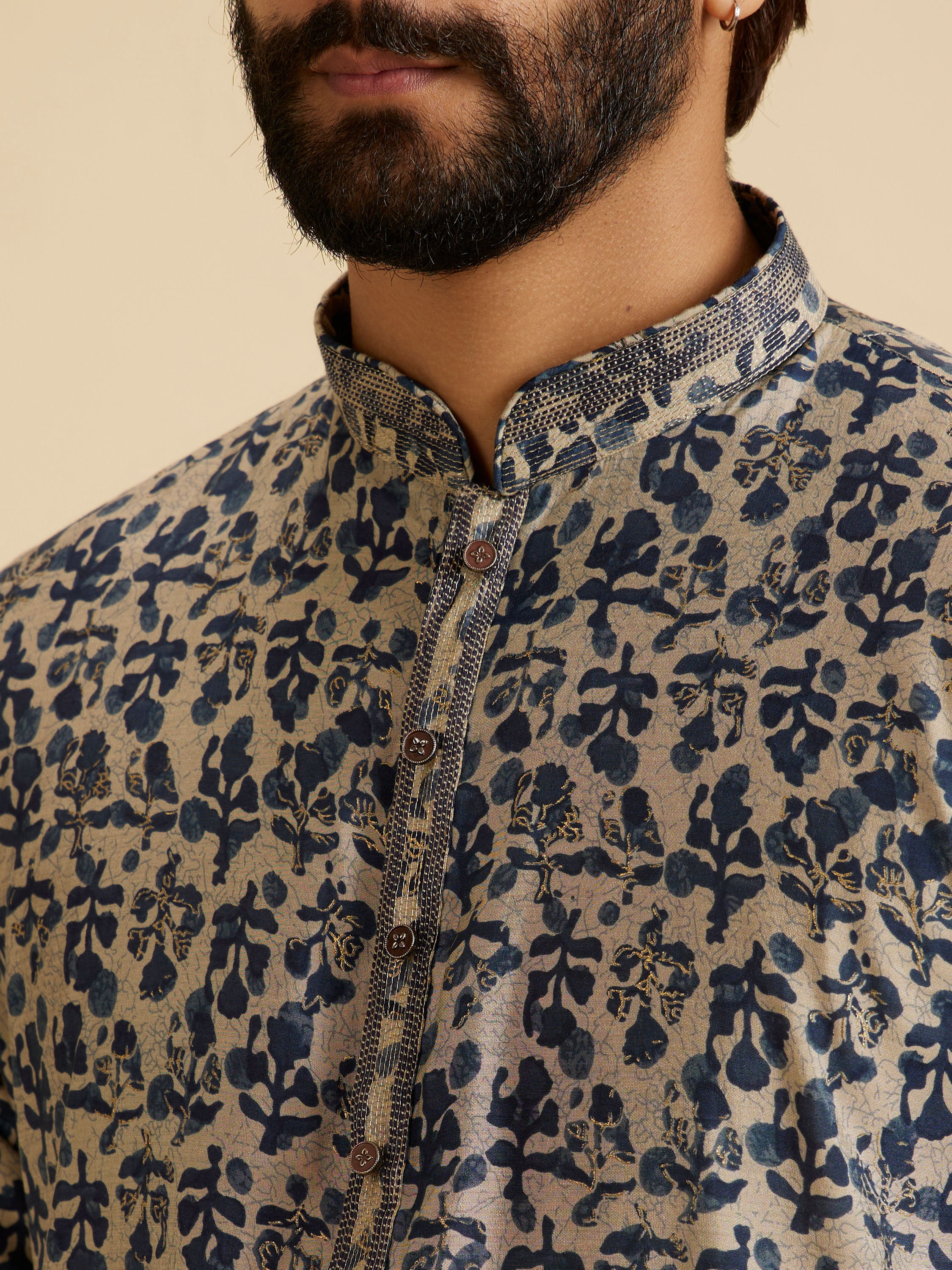 Manyavar Men Regal Blue Kurta Pajama Set