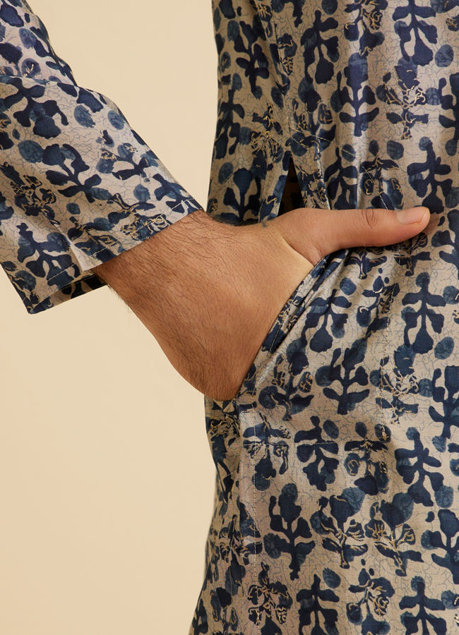 Manyavar Men Regal Blue Kurta Pajama Set