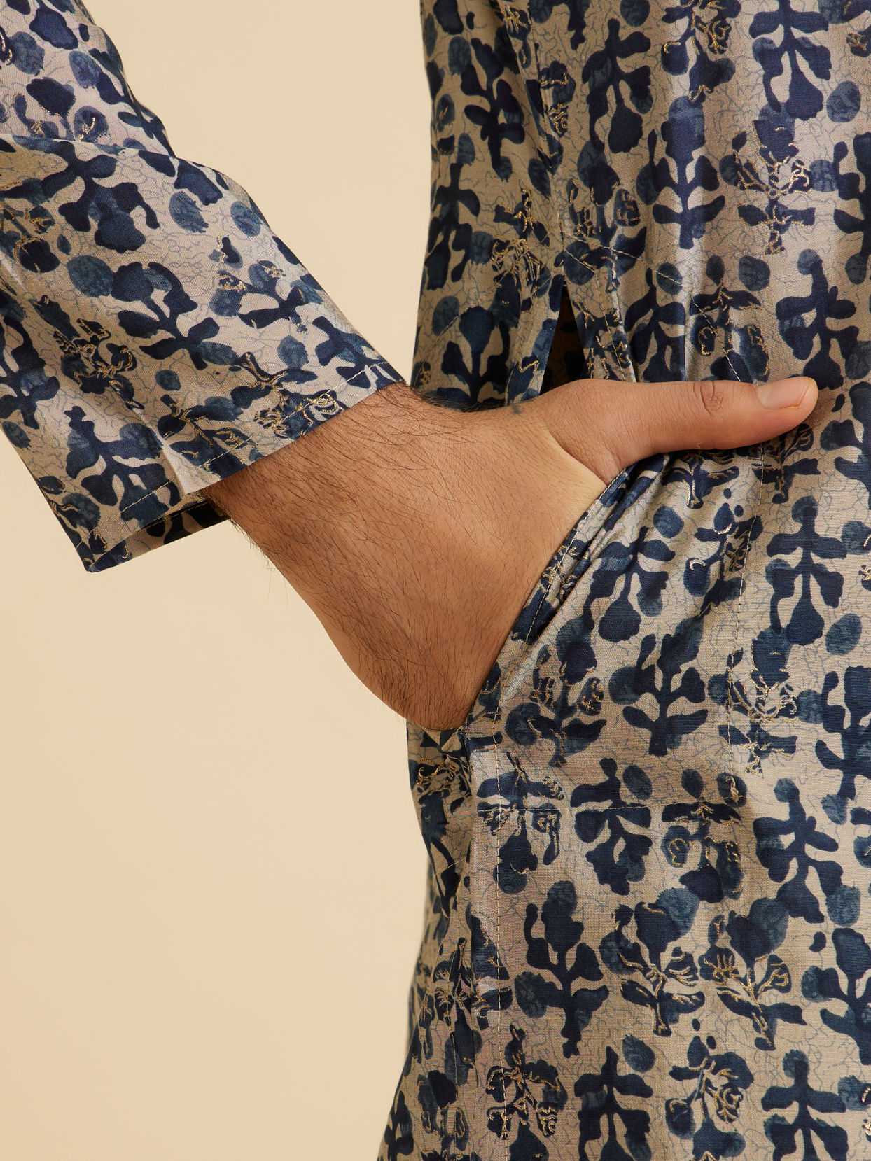 Manyavar Men Regal Blue Kurta Pajama Set