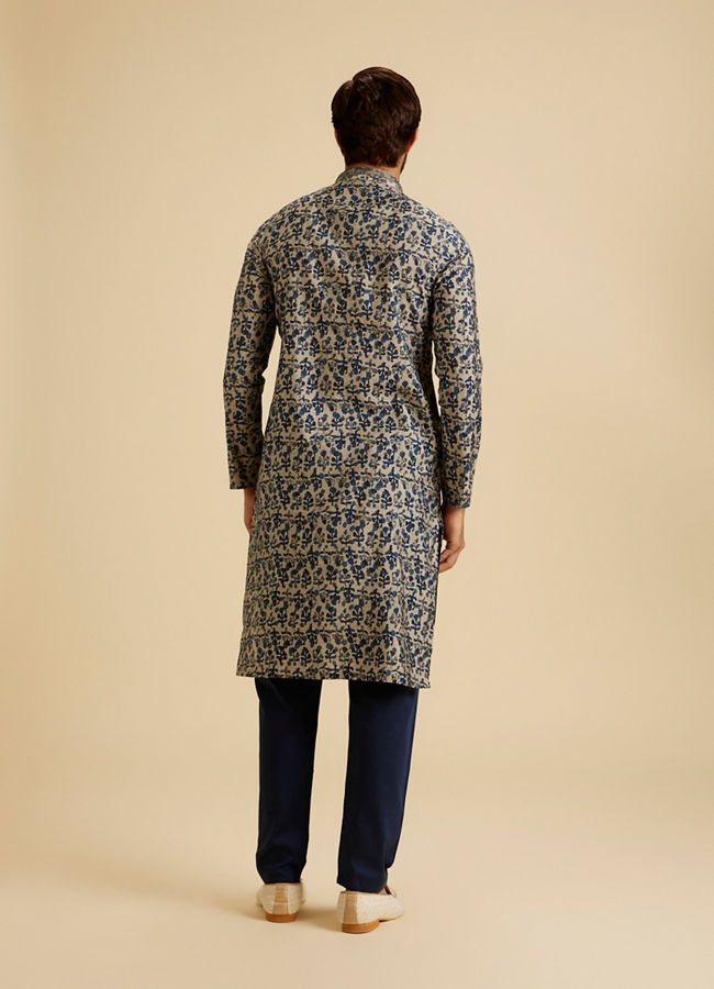 Manyavar Men Regal Blue Kurta Pajama Set