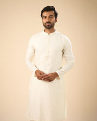 Manyavar Men Elegant Cream Jacquard Kurta Pajama