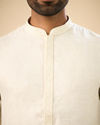 Manyavar Men Elegant Cream Jacquard Kurta Pajama