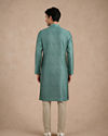 Manyavar Men Aqua Green Blended Viscose Kurta Pajama with Basic Design
