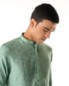 Manyavar Men Aqua Green Blended Viscose Kurta Pajama with Basic Design