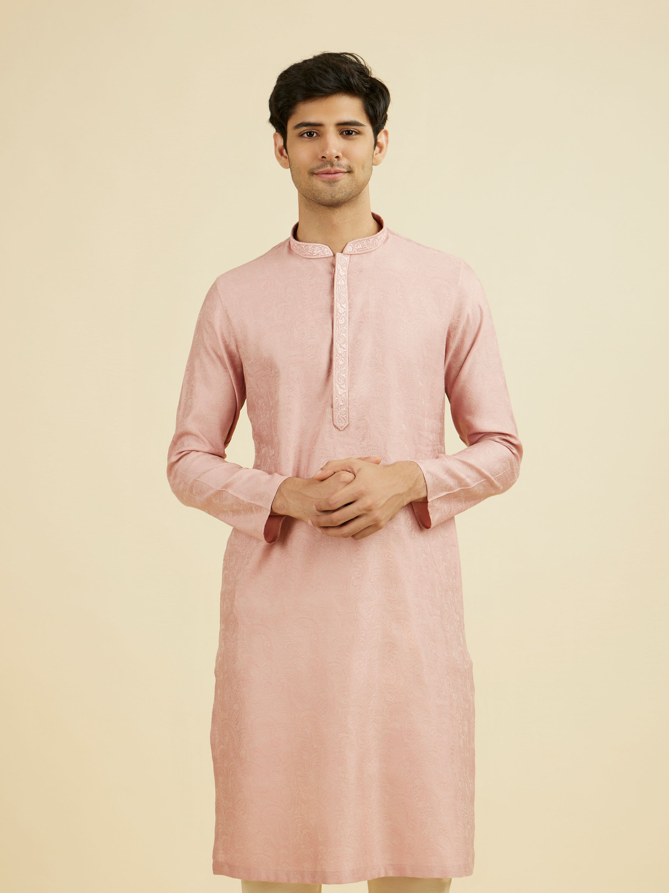Manyavar Men Serene Pink Kurta Pajama