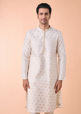 Manyavar Men Elegant Cream Kurta Pajama