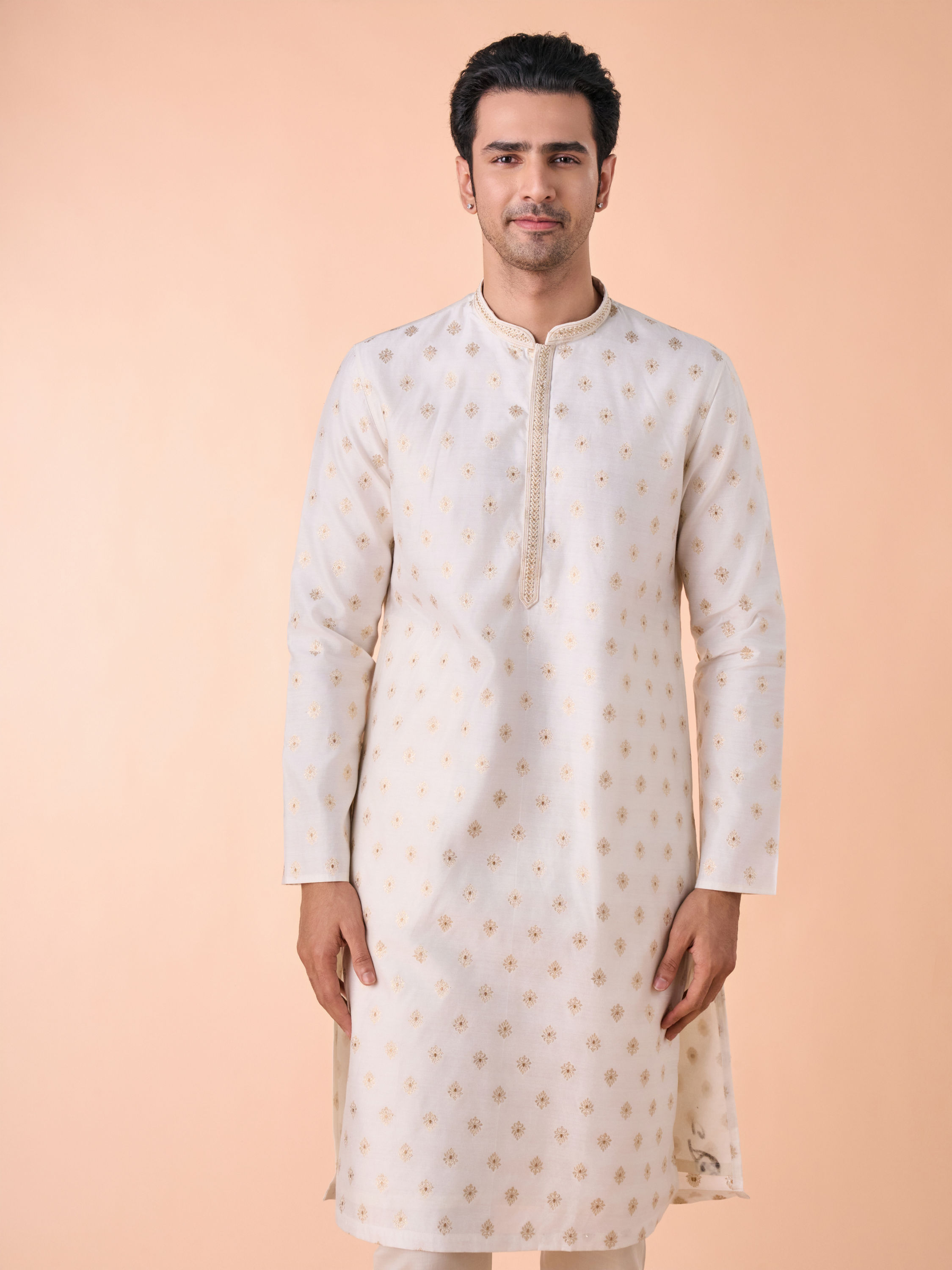 Manyavar Men Elegant Cream Kurta Pajama