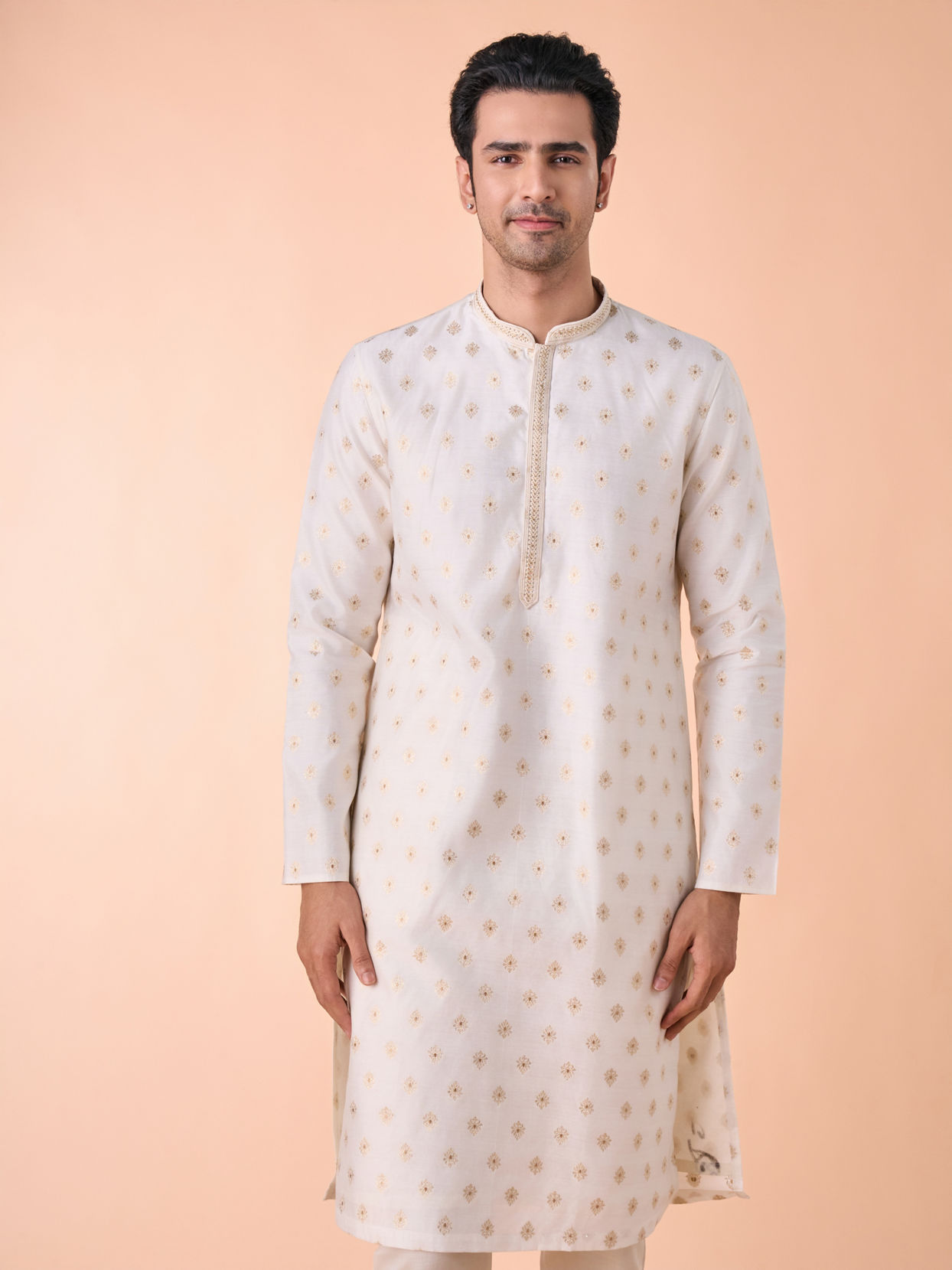 Manyavar Men Elegant Cream Kurta Pajama