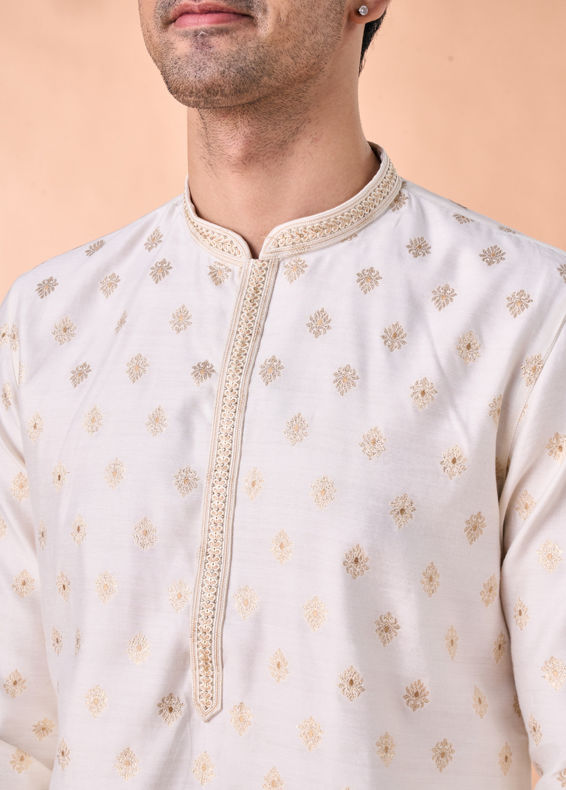 Manyavar Men Elegant Cream Kurta Pajama
