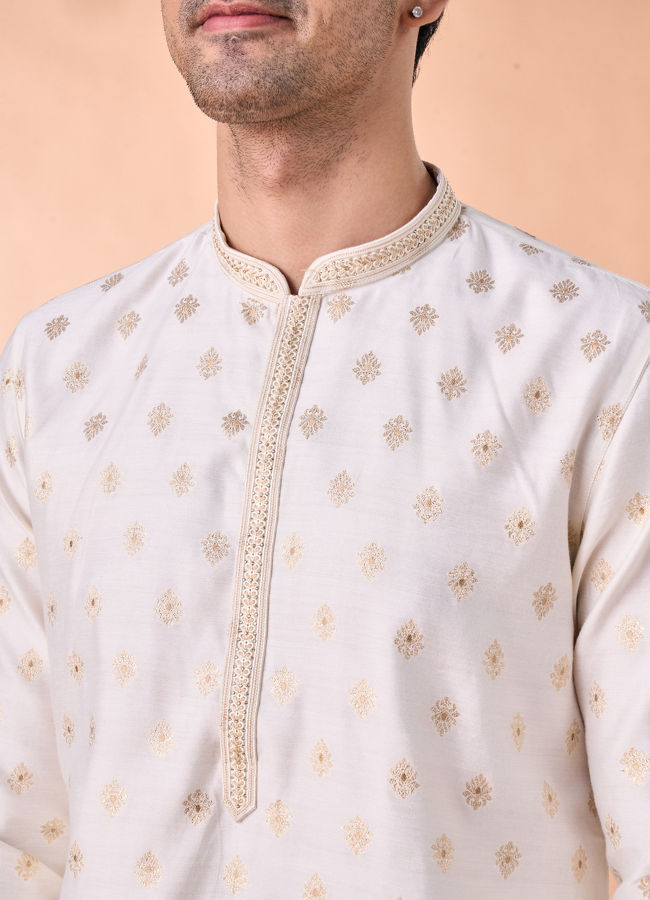 Manyavar Men Elegant Cream Kurta Pajama