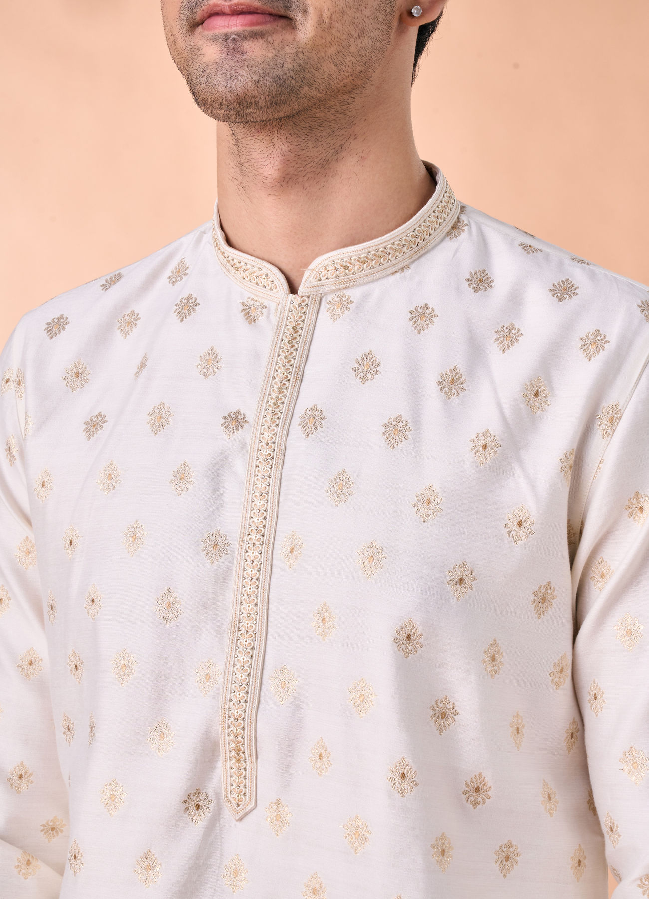 Manyavar Men Elegant Cream Kurta Pajama