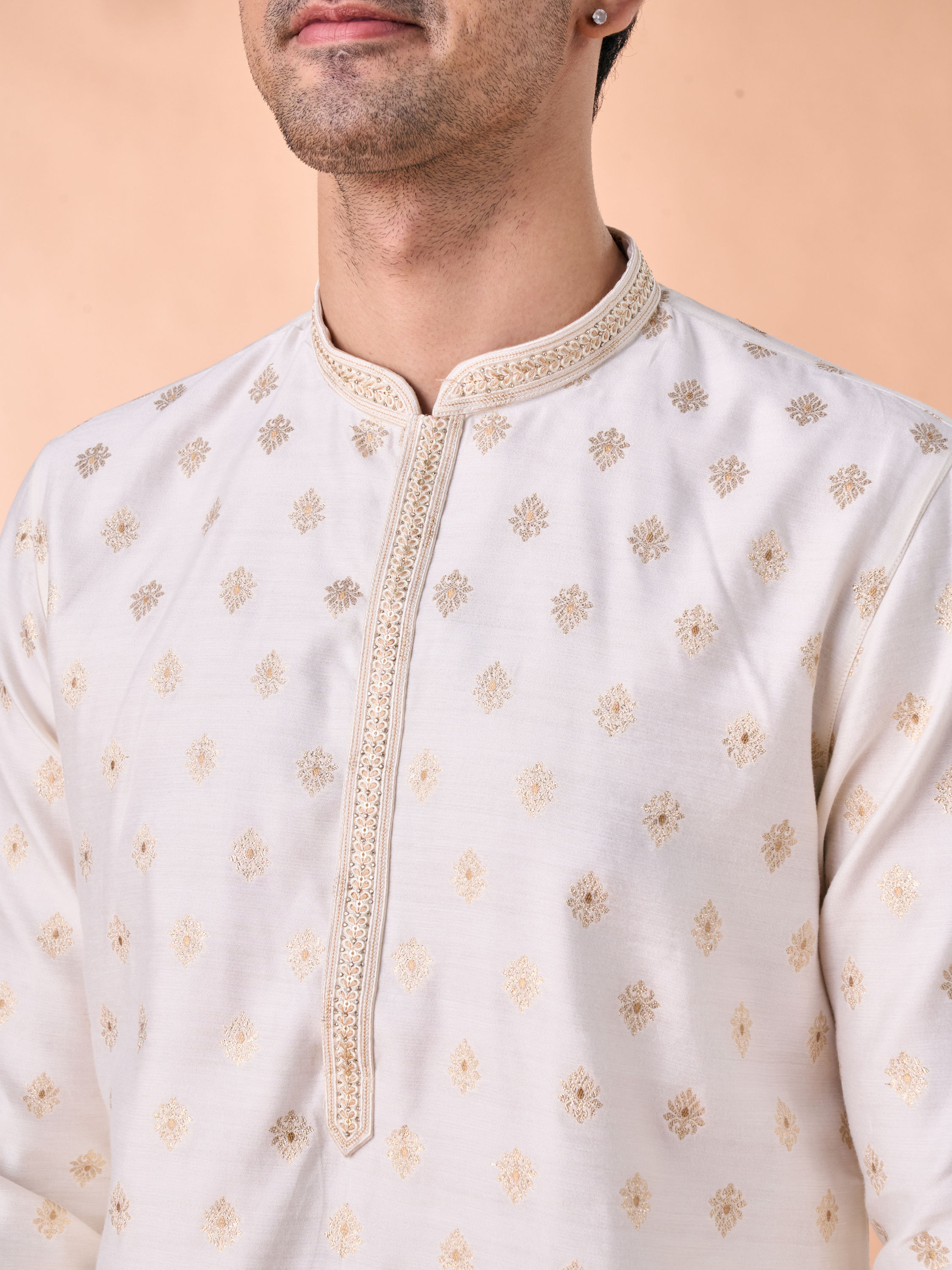 Manyavar Men Elegant Cream Kurta Pajama
