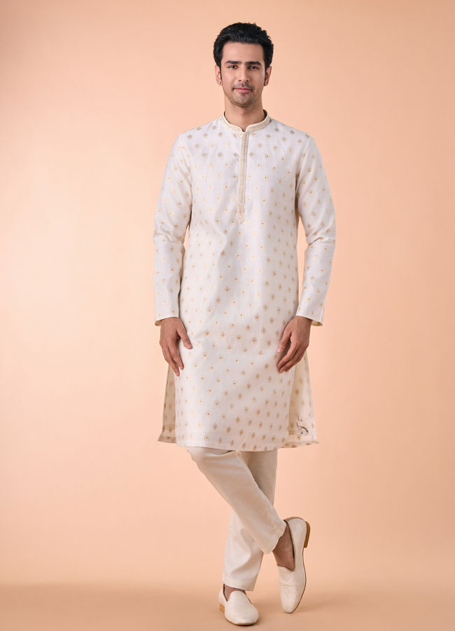 Manyavar Men Elegant Cream Kurta Pajama