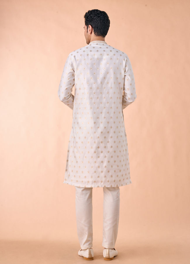 Manyavar Men Elegant Cream Kurta Pajama