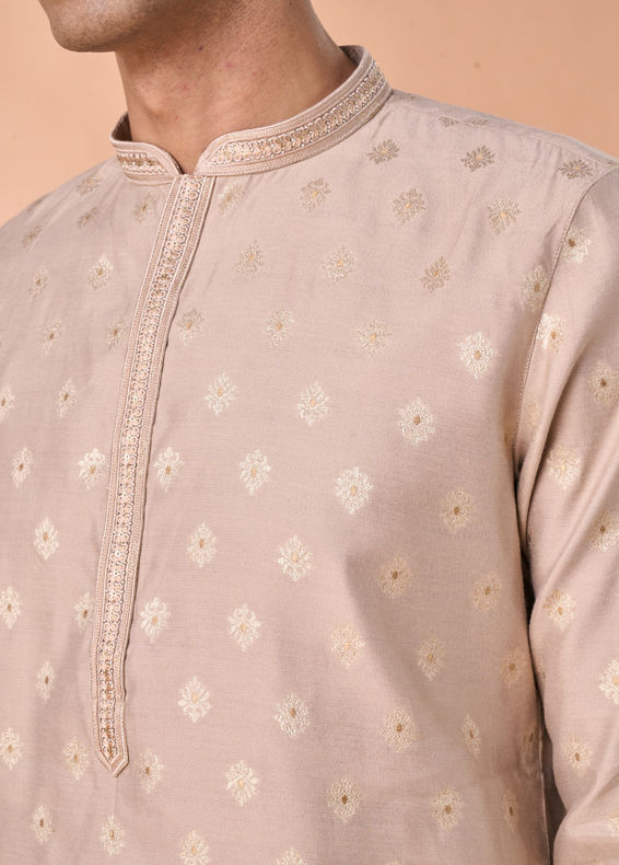 Manyavar Men Elegant Beige Kurta Pajama Set