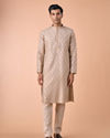 Manyavar Men Elegant Beige Kurta Pajama Set