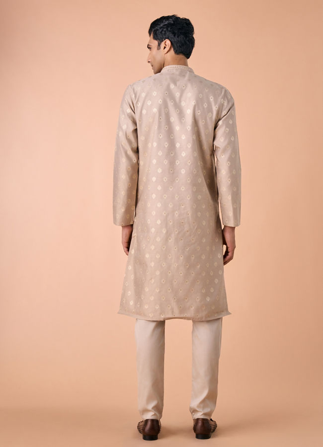 Manyavar Men Elegant Beige Kurta Pajama Set