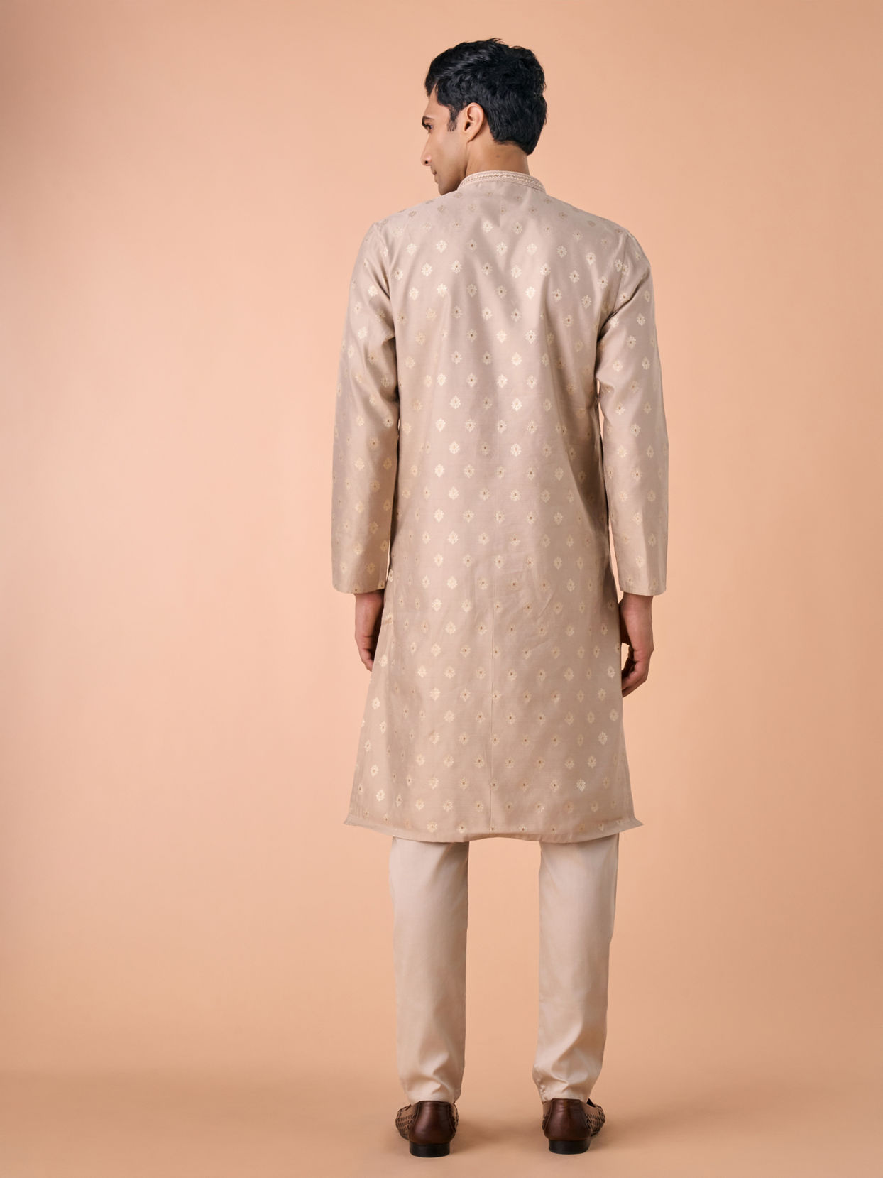 Manyavar Men Elegant Beige Kurta Pajama Set