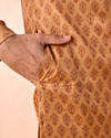 Manyavar Men Tan Satin Kurta Pajama
