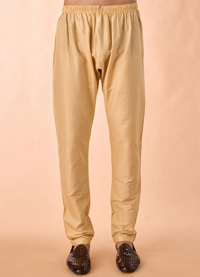 Manyavar Men Tan Satin Kurta Pajama