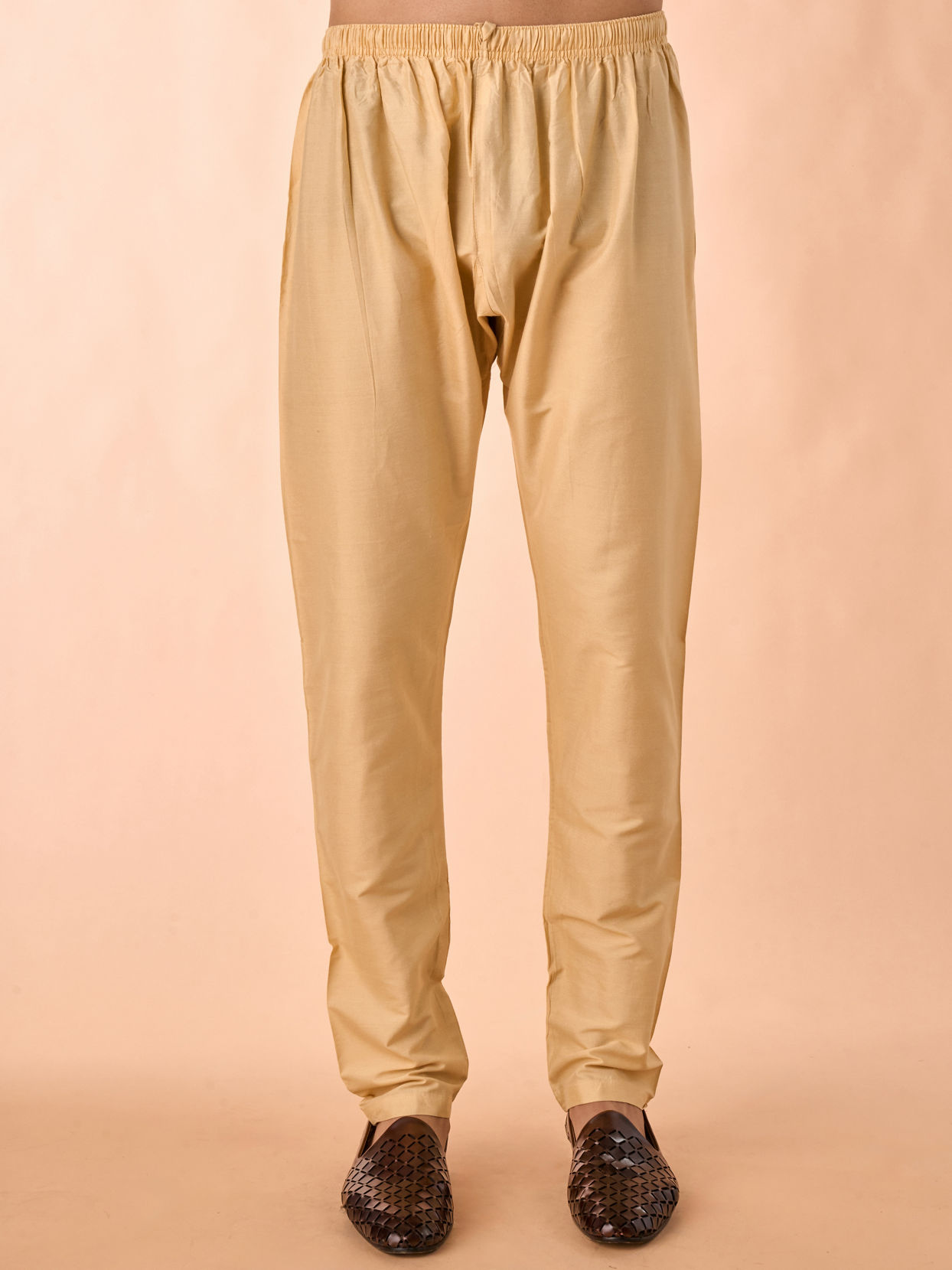 Manyavar Men Tan Satin Kurta Pajama
