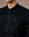 Manyavar Men Black Elegance Georgette Kurta Pajama