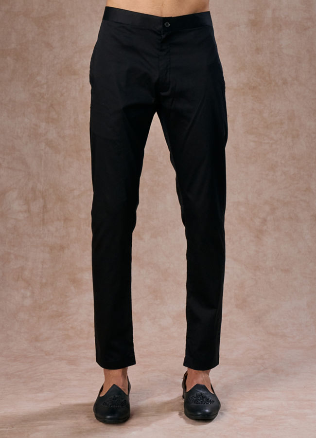 Manyavar Men Black Elegance Georgette Kurta Pajama
