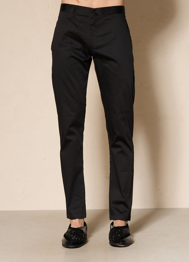 Manyavar Men Black Elegance Georgette Kurta Pajama