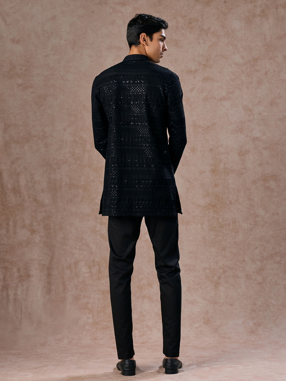 Manyavar Men Black Elegance Georgette Kurta Pajama