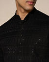 Manyavar Men Black Elegance Georgette Kurta Pajama