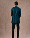 Manyavar Men Elegant Georgette Teal Blue Kurta Pant