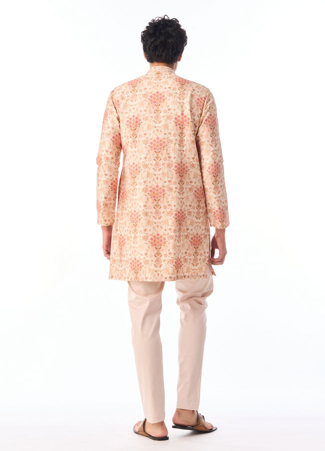 Manyavar Men Peach Kurta Pant Set