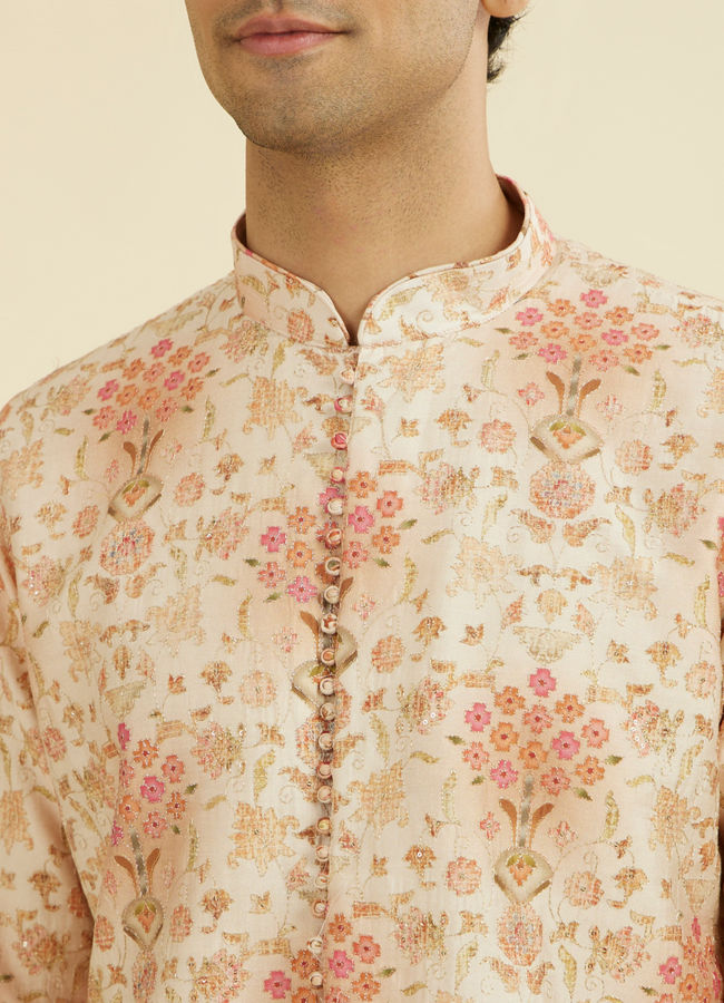 Manyavar Men Peach Kurta Pant Set