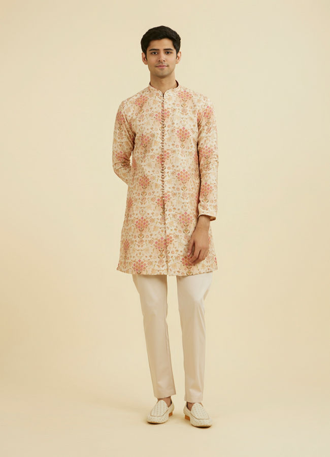 Manyavar Men Peach Kurta Pant Set