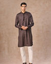 Manyavar Men Dark Blue Satin Finish Kurta Pajama