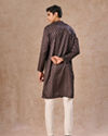 Manyavar Men Dark Blue Satin Finish Kurta Pajama